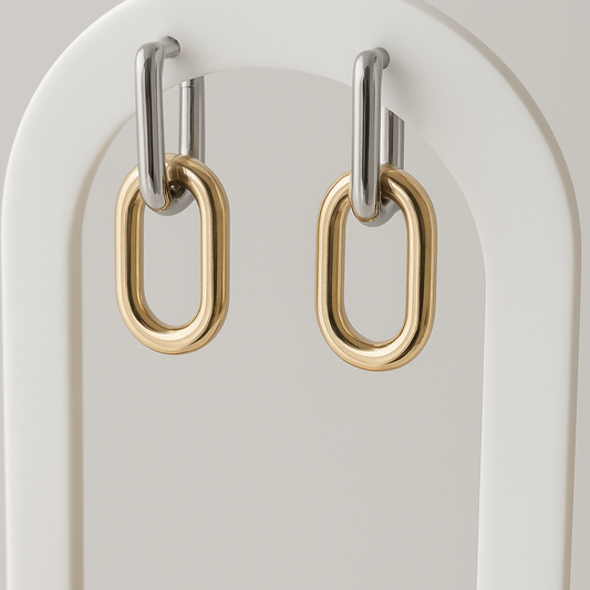 Brincos Elos Dourados e Prateado